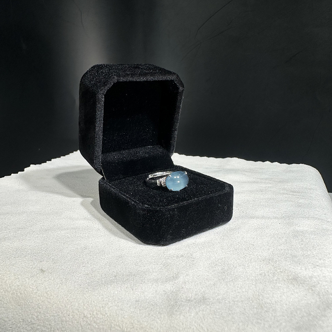 Nhẫn Ngọc Bích Cabochon Dáng Nhỏ – Jadeite Xanh Đậm + Mã N372